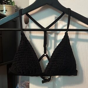 Chic Black Textured Bikini Top